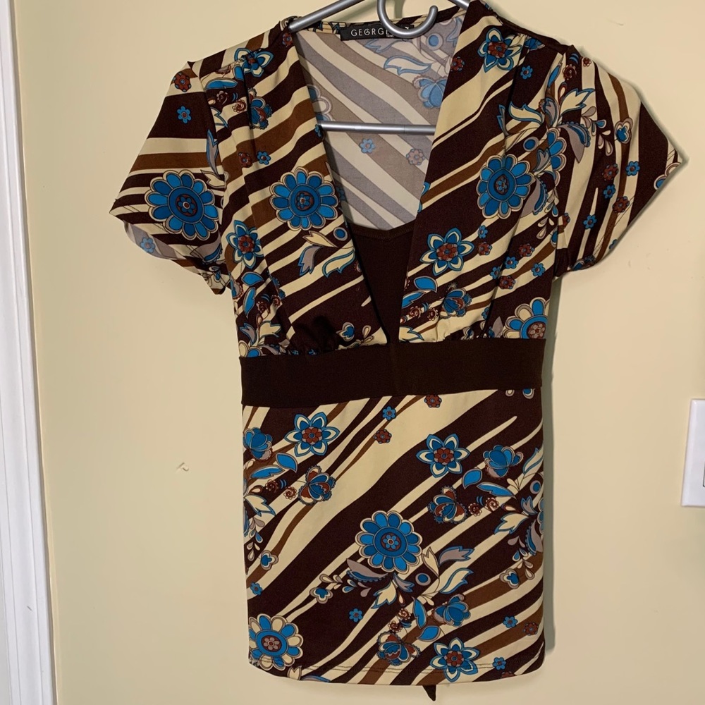 2/$22. George Short Sleeve Top with tie at waist.